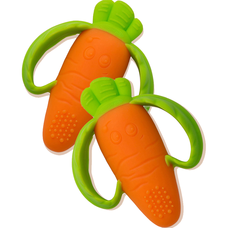 Amazon Food Grade Silicone Carrot Shape Baby Infant Teether