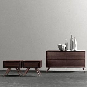 عالي الجودة الاسكندنافية الطراز العتيق الخشب الخشب الجوز بوفيه سرير الجانب السرير بجانب السرير