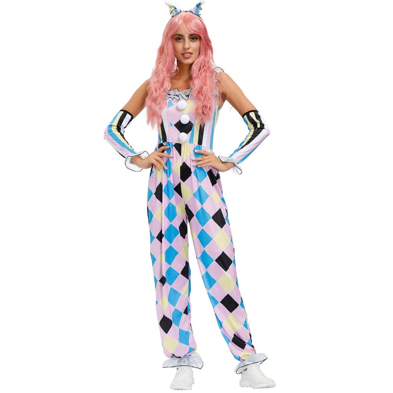 Carnival Clown Costumes Circus Bemsuit Gloves 3 قطع