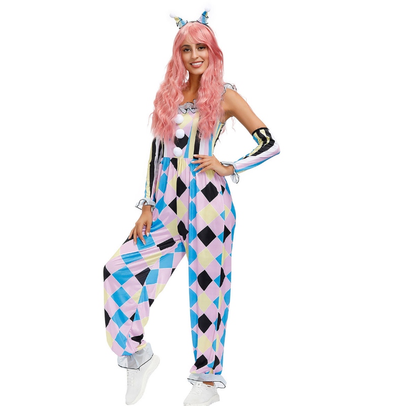 Carnival Clown Costumes Circus Bemsuit Gloves 3 قطع
