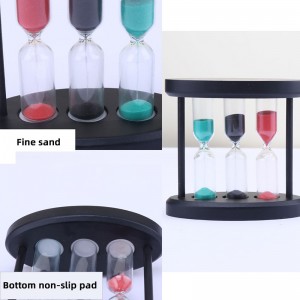 3 في 1 ساعة زجاجية زجاجية خشبية مؤقت للطهي المطبخ الأوروبي الإبداعي المعدني الدوار الساعة الرملية