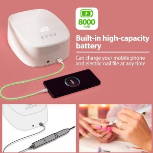 M&r p30pro cordless UV LED مصباح الظفر ، 60W ضوء الأشعة فوق البنفسجية القابلة لإعادة الشحن للأظافر اللاسلكية LED مجفف الأظافر مع منفذ USB لشحن اله...