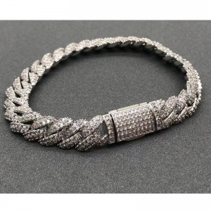 Tuochen Jewelry Silver Silver 925 مع سوار حجر مويسانيت للرجل