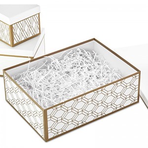صناديق هدايا متداخلة هولمارك مع أغطية وملء (مجموعة من 3 ، أحجام بيضاء وذهب ، متنوعة) لحفلات الزفاف ، دش الزفاف ، وصيفات الشرف ، عيد ا...