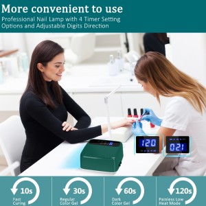 M&R 602Pro مصباح الظفر الأخضر اللاسلكي ، مجفف الأظافر اللاسلكي ، 72W قابلة لإعادة شحن ضوء الظفر ، مصباح الأظافر LED هلام محمول مع 4 توقيت إ...