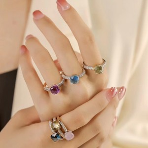 18k/14k/10k/9k الذهب مع حلقة حجر اللون الطبيعي