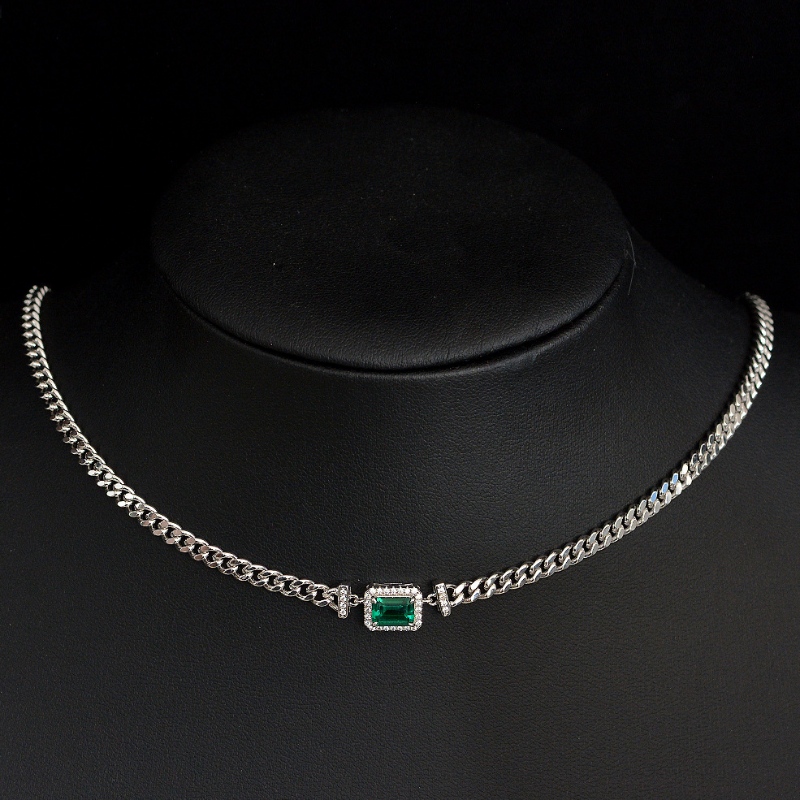 2022 New 1CT المزروعة الزمرد قلادة 925 الفضة قابلة للتعديل القابلة للتعديل