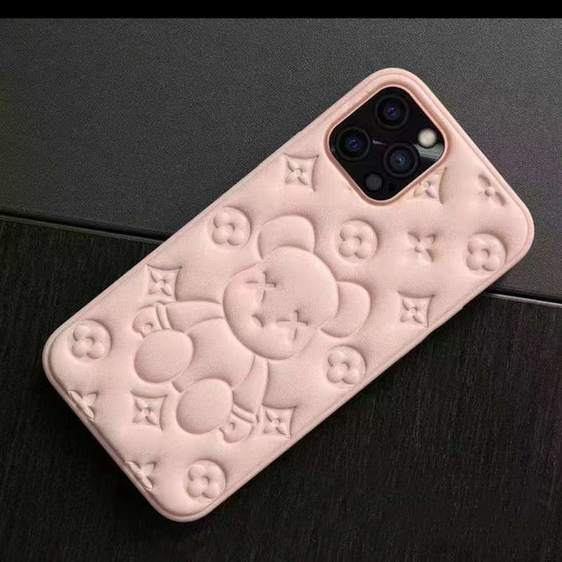 حالة هاتف محمول جديدة ، Apple iPhone13Pro Leather Bear 3D عملية النقش على الهاتف المحمول حالة جلدية وقائية