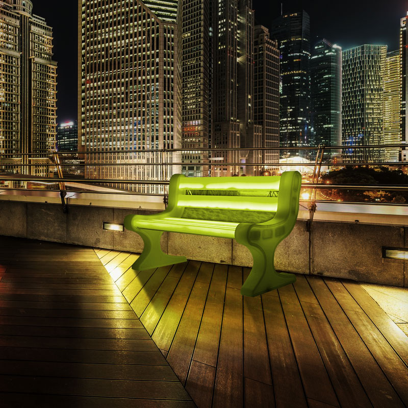 رخيصة LED مقعد في الهواء الطلق مضيئة للبيع ، RGB تغيير اللون المقاوم للبلاستيك مقعد صالة LED المقعد للحديقة ، الحديقة ، الفناء
