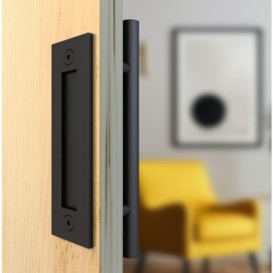 BH001 أسود مستدير الباب السحب مقبض مقبض الباب المنزلق ، مقبض باب خشب الحظيرة