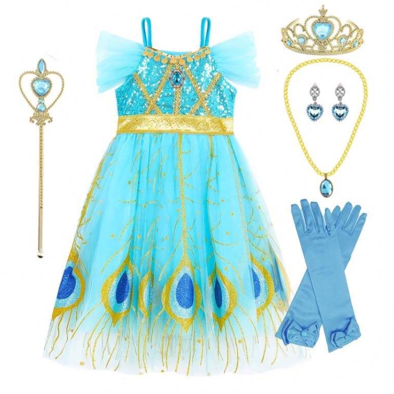 2022 الأزياء الصيفية الجديدة للوافدين الصيفية ، فتيات صغيرات يرتدي ملابس عربية الأميرة الأزياء HCAL-006