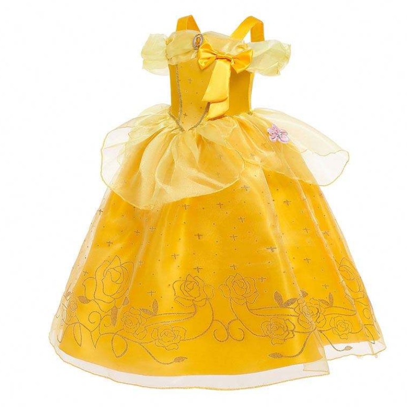 ملابس عيد الميلاد عيد الميلاد الصغيرة فتاة صفراء صفراء الأطفال كلاسيكيين بيل أميرة الفساتين مع الملحقات HCBL-005