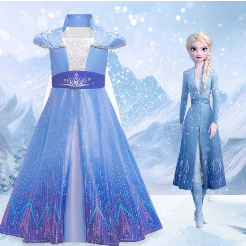 فستان Elsa الجديدة الأزياء القصيرة معطف هالوين جنية الأميرة الأميرة كوزبلاي زي
