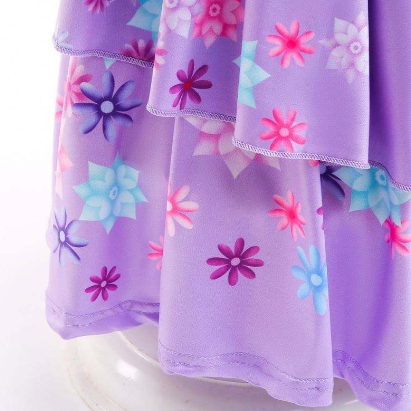 2022 New Fashion Kids Encanto Costume Isabella Cosplay Flower Pressure Daily Walk Fress for Girl with Bage