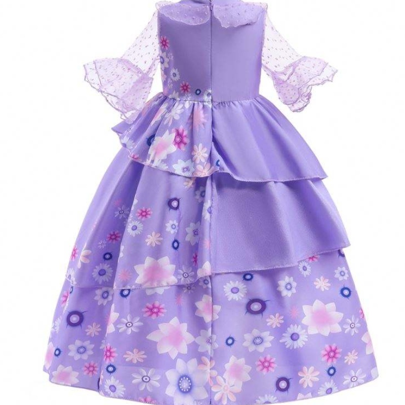 بيع الأطفال الساخنة encanto فيلم زي إيزابيلا cosplay الأزهار الأزهار الفتيات الحرير maxi long