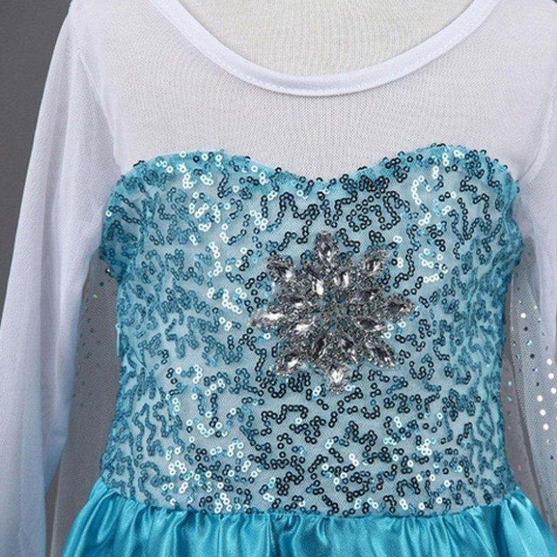 Baige ثلج جديد فستان الفتيات الفتيات ملحقات cosplay زي إلسا فستان الأميرة الحزب