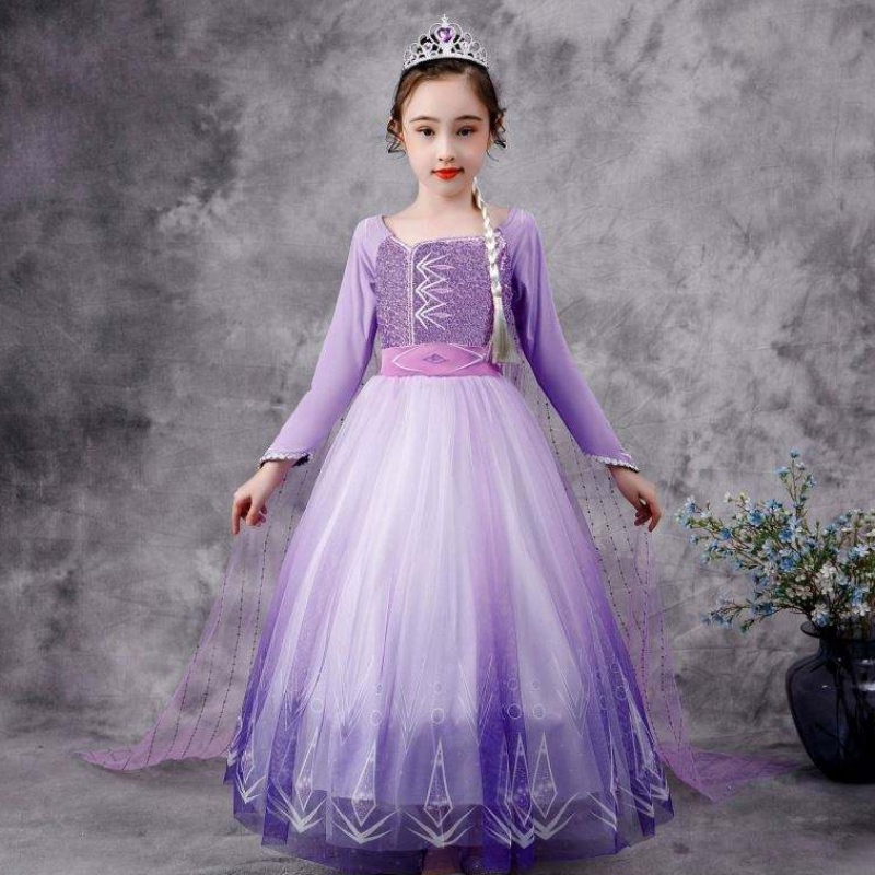 Baige New Elsa Costume 2 Girls Princess Dresses Snow Queen Birthday Fancy Party Cosplay ملابس طويلة الأكمام
