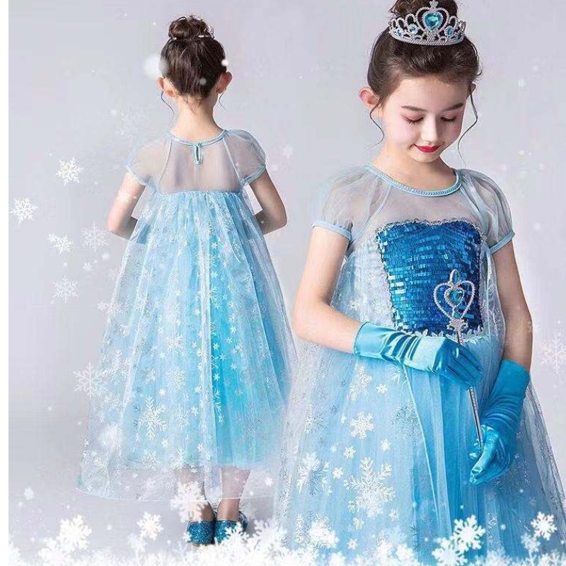 فتاة لباس الأميرة إلسا في فور الفتاة الفاخرة لباس الدانتيل زي كوين زي زي