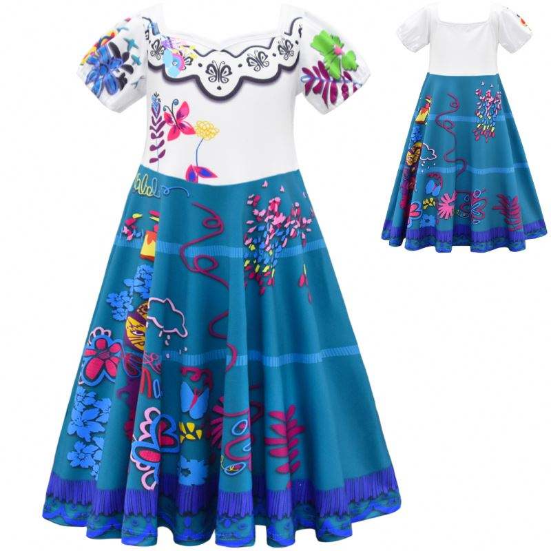 Encanto Cosplay Costume Girl Dress for Carnival alloween princess party clother flower flurfles argle long girl mirabel dress