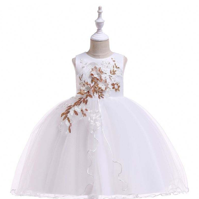 Baige Kids Garments White Flower Girl Dress Party Party Walk Evening Dresses for Girls L5060