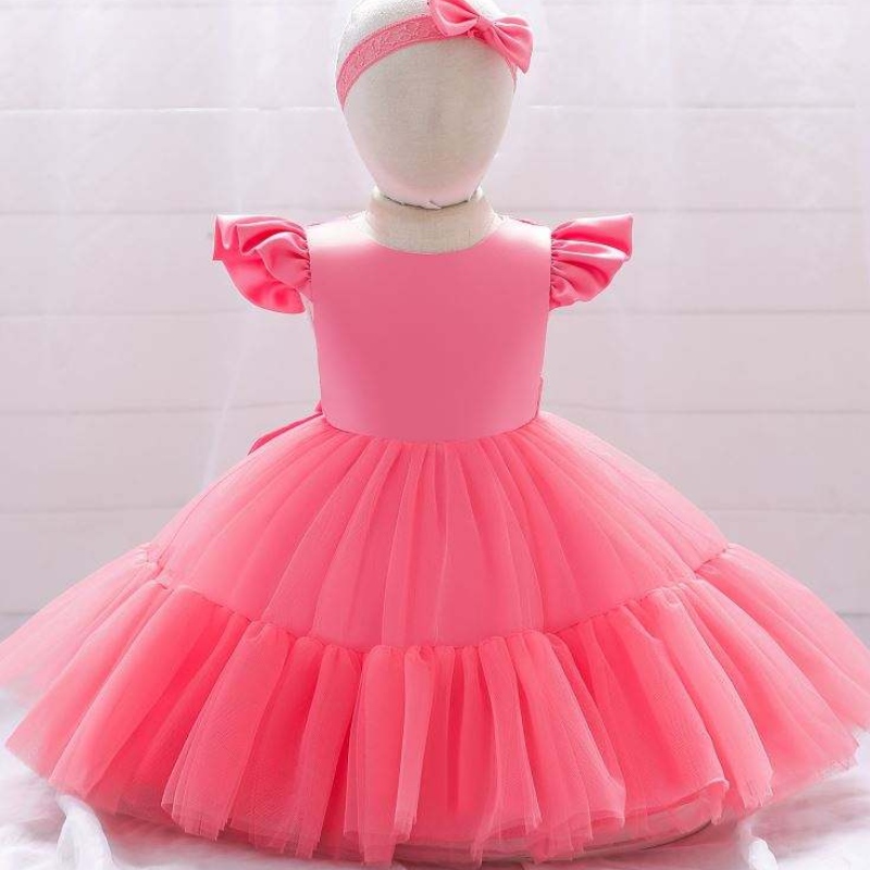 Baige Mesh Satin Princess Girls Birthdy Dresses Girl Girl Party Baby Baby Dress Designs for Topm