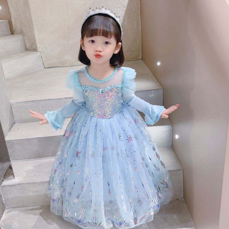 Baige wholesale ball barty party princess dress alloween أطفال عيد ميلاد cosplay زي طويل الأكمام إلسا فستان