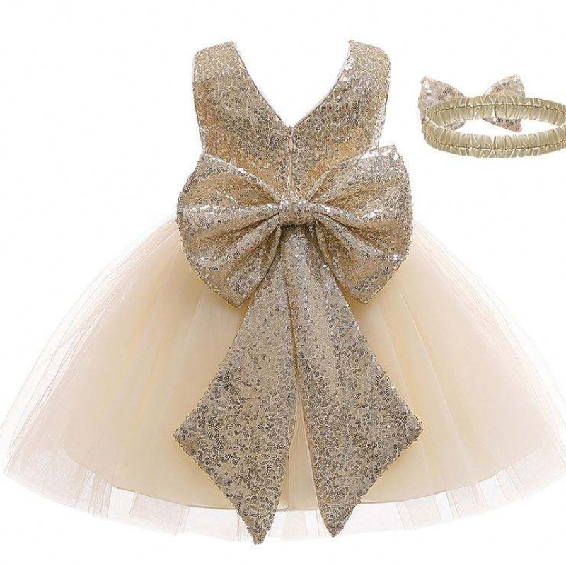 فستان طفل مصمم على تصميم القوس فتاة أزياء الأزياء حفل زفاف حفلة عيد ميلاد الأطفال الفساتين