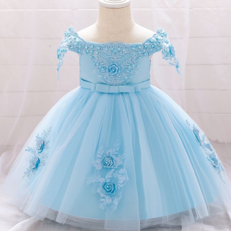 Baige Off -Off -Holde Flower Girl Dresses حديثي الولادة فستان الطفلة الفستان من 0 إلى 2 سنة L5057XZ