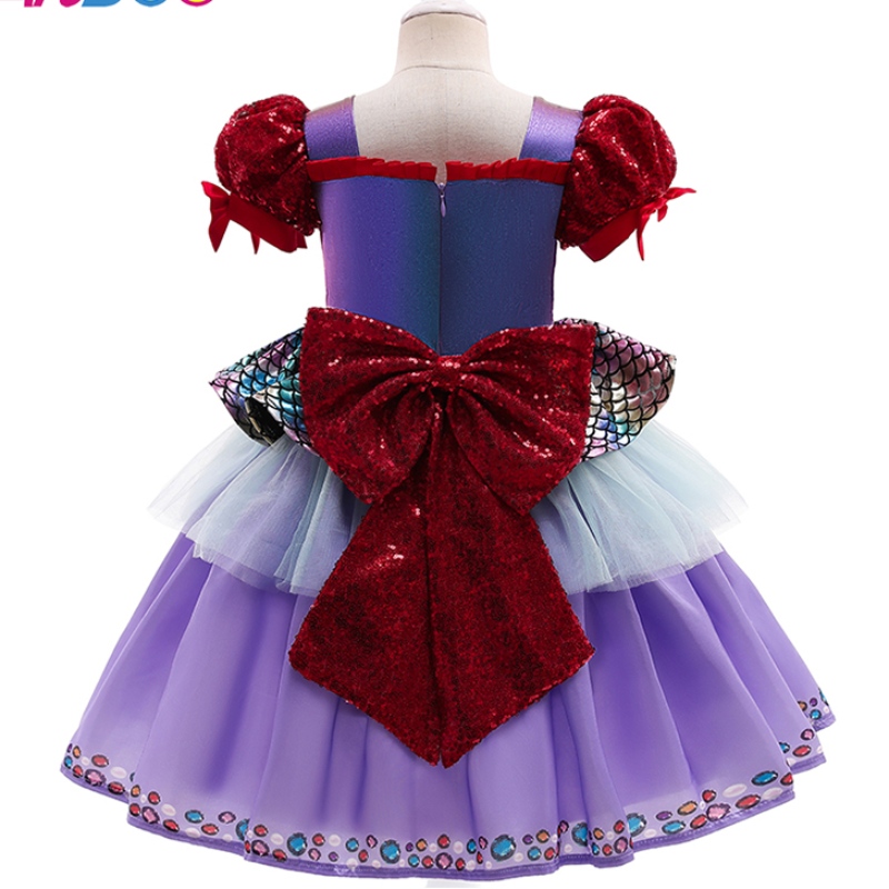 ANSOO AMZDREAMS 2022 مصنع جديد للأطفال حفلة عيد ميلاد الأميرة Mermaid Girl Purple Tutu Dress مع فستان حورية البحر