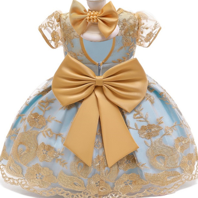 Amazon Hot Sale Baby Princess Dress Gold Lace Dress
