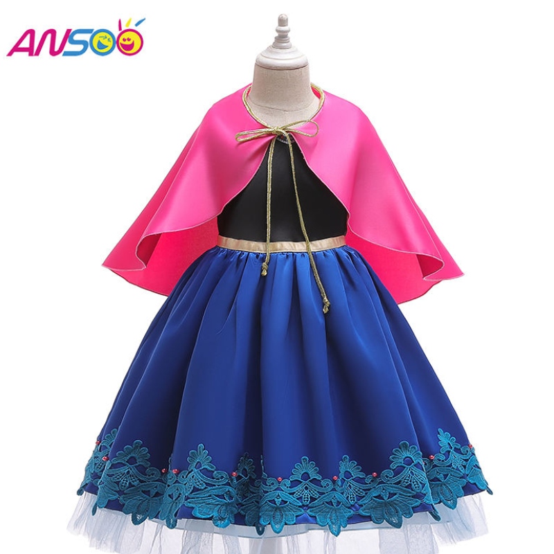 ansoo Kids Girls Princess Queen Elsa Anna Halloween Cosplay Costume Costum