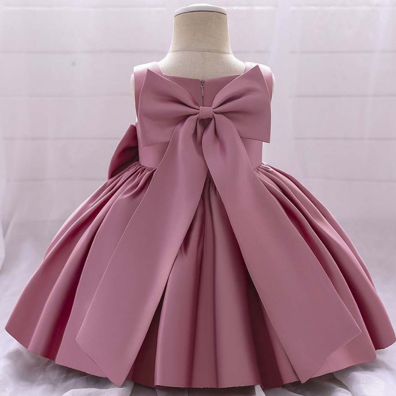 Baige Bowknot فتاة صغيرة الأميرة لباس غربي الأسلوب بلا أكمام