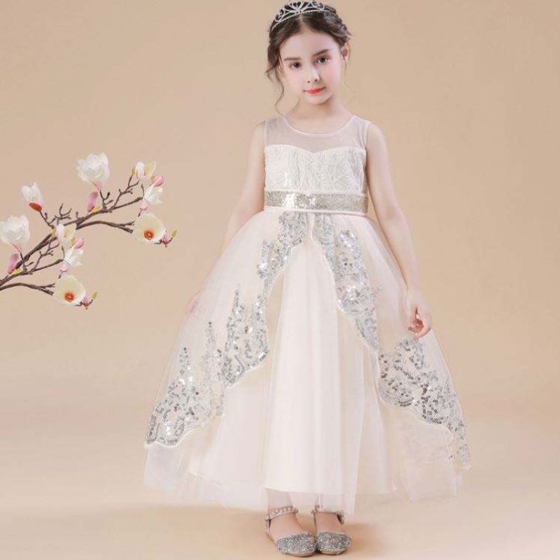 Baige Flower Girl Dress White Kids Baby Girls Fress Dress Party Princess Ball Ball