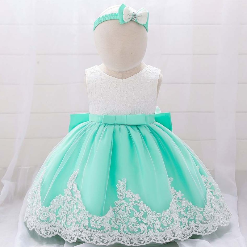 Baige Baby Girls Dress Designs Lace Flower Girl Kids Small Clothing First Birthday Party Bress