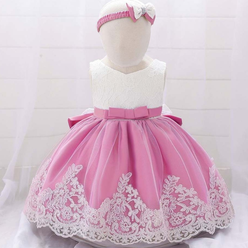 Baige Baby Girls Dress Designs Lace Flower Girl Kids Small Clothing First Birthday Party Bress