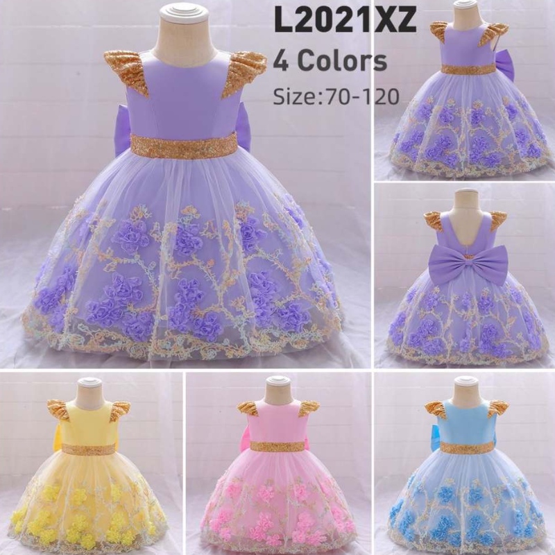Baige Top Sale Flower Girl v-tech Long Wedding Dress Girl Buffy Birthdy Brall Ball Ball Ball
