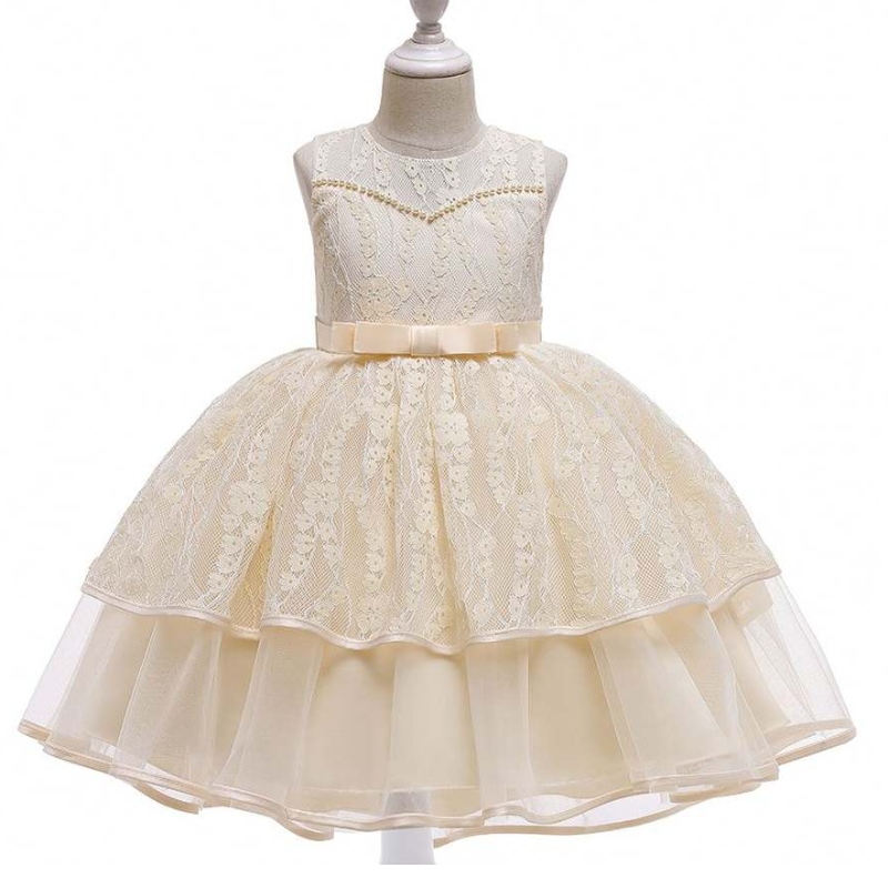 Baige Kids Clothing New Design Summer White Slicveless Girl \\'s Wear Party Dress L5208