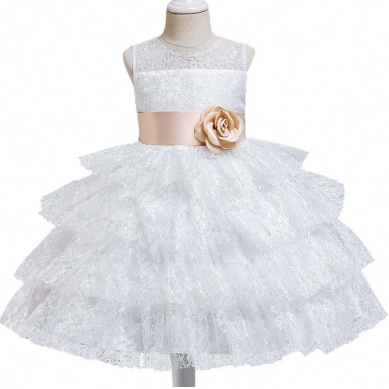 Baige Summer Fashion Lace Tulled Beading Big Bir Birity Birthdy Birth Ball Ball Virts Flower Girl Dresses