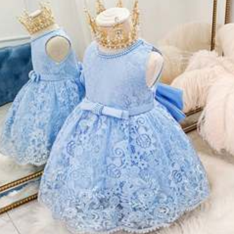 Baige Kids Party Dresses Baby Frock Children Newborn Garments Flower Girls Dress