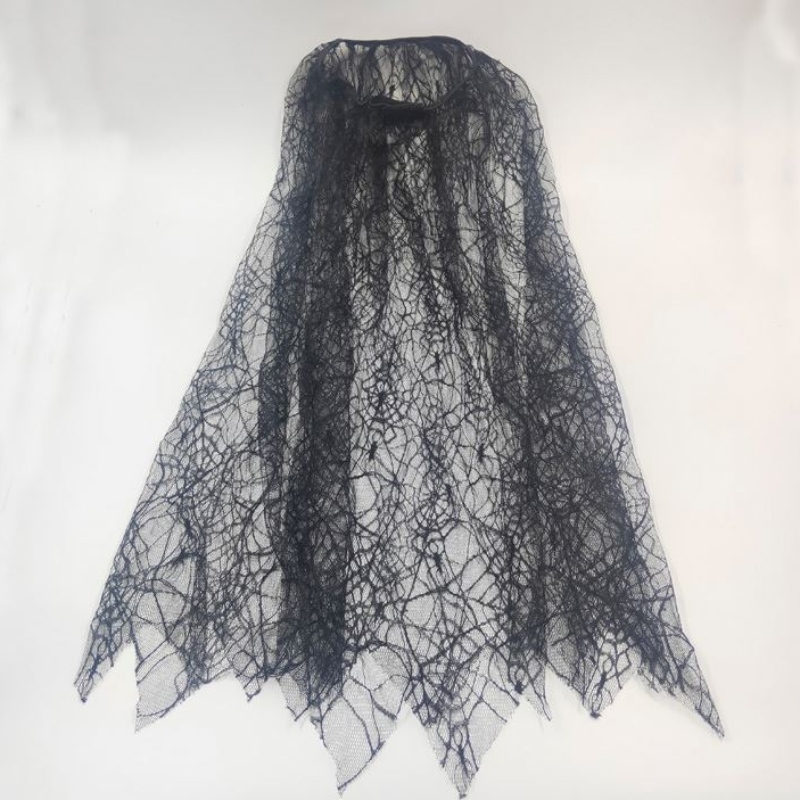 Black SpiderWeb Cloak Cape for Children Girls Halloween Assume Comply Decoration
