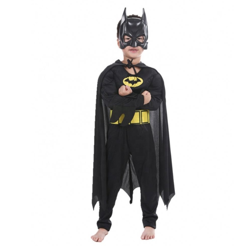 هالوين تنكر الأسود الخفافيش العضلات الأطفال الأزياء الخارقة