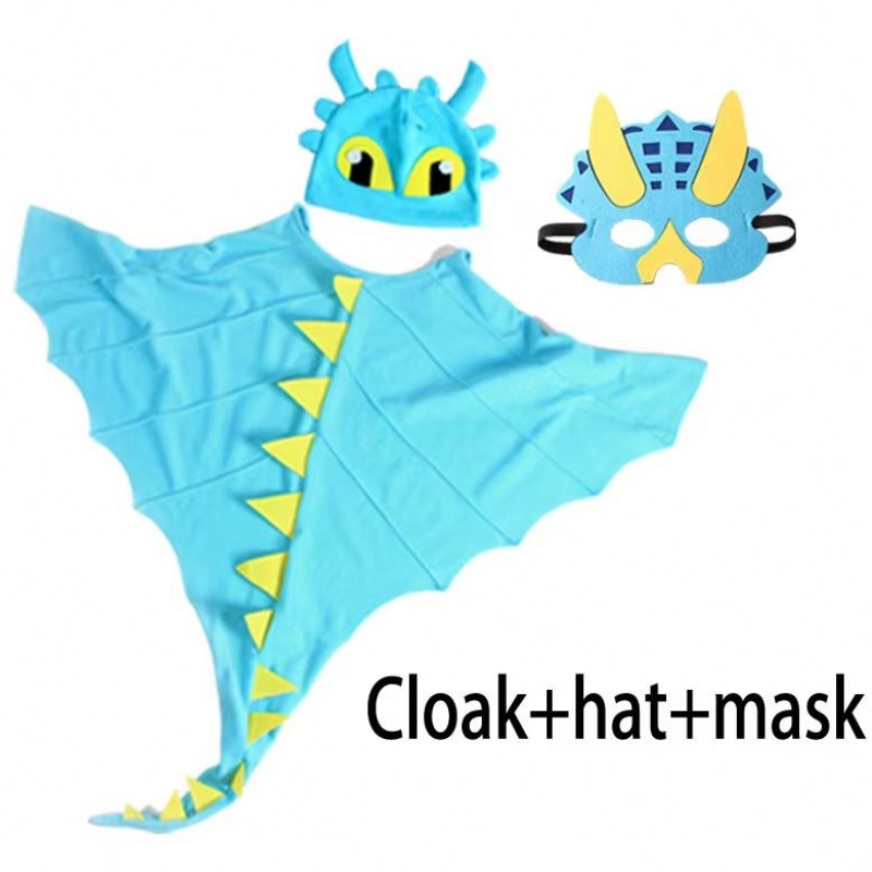 عباءة زي هالوين مع قبعة وقناع Dinosaur Cosplay Fant Dress Up Party Forms