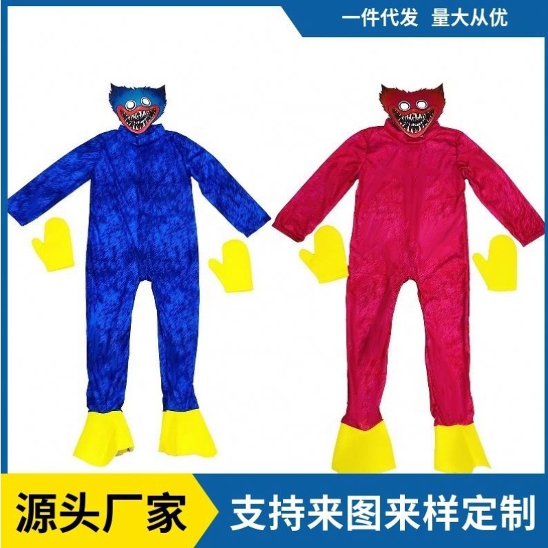 هالوين الخشخاش وقت اللعب الهالوين الأزياء Cosplay Pop Cosplay الأزرق الفم الوحش زي Kidscarnival وحش بذلة
