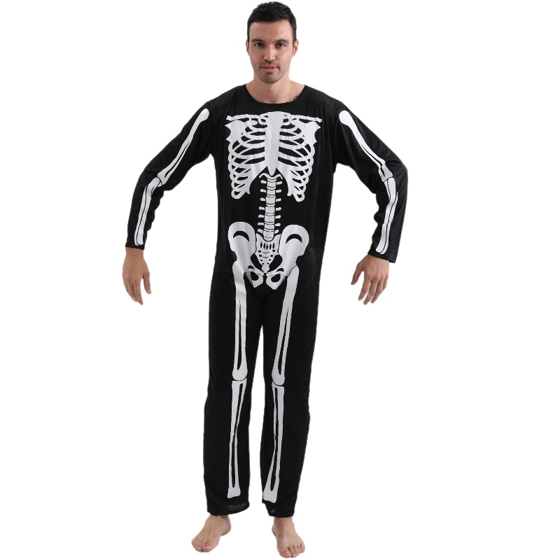 2022 Amazon Phemsuit Phemsuit Pholeween Party Costume Plezume مع طباعة عظم الهيكل العظمي للرجال