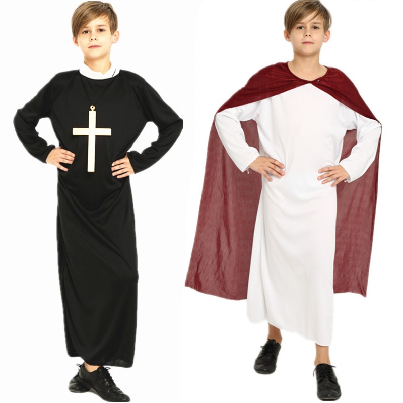 أزياء عيد الهالوين تنكر للأولاد فتيات أردية الكهنة البلاد المبشرين اليسوعية المسيحية الأزياء للأطفال