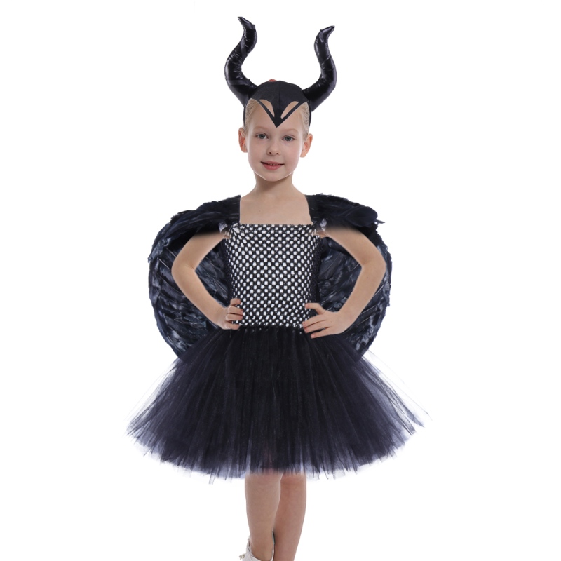 Amazon Hot بيع الفتيات الأميرة Fluffy Tutu فساتين الأطفال عيد الهالوين مصاص دماء ساحرة Cosplay حفلة