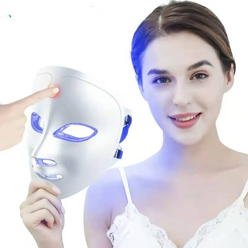 7 ألوان خفيفة محمولة الوجه LED LED علاج الضوء للاستخدام المنزلي ، LED Therapy Therapy Facial Care Care Care - Blue&Red Light for Acne Photon Mask - Korea PDT Technology for Acne Mass