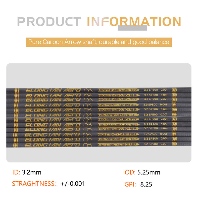 Elongarrow 32 بوصة 3.2 مم عمود سهم ألياف ألياف الكربون عالية المعامل للرماة