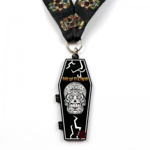 يموت المعادن التي تصب متيرة ميدالية معدنية أسود ميداليات هالوين فليب فليب الفتاة