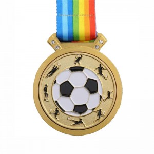 GAG Design Metal 3D Logo Football Soccer Race Sports Gold Medal Medal Factory Medal with Ribbon